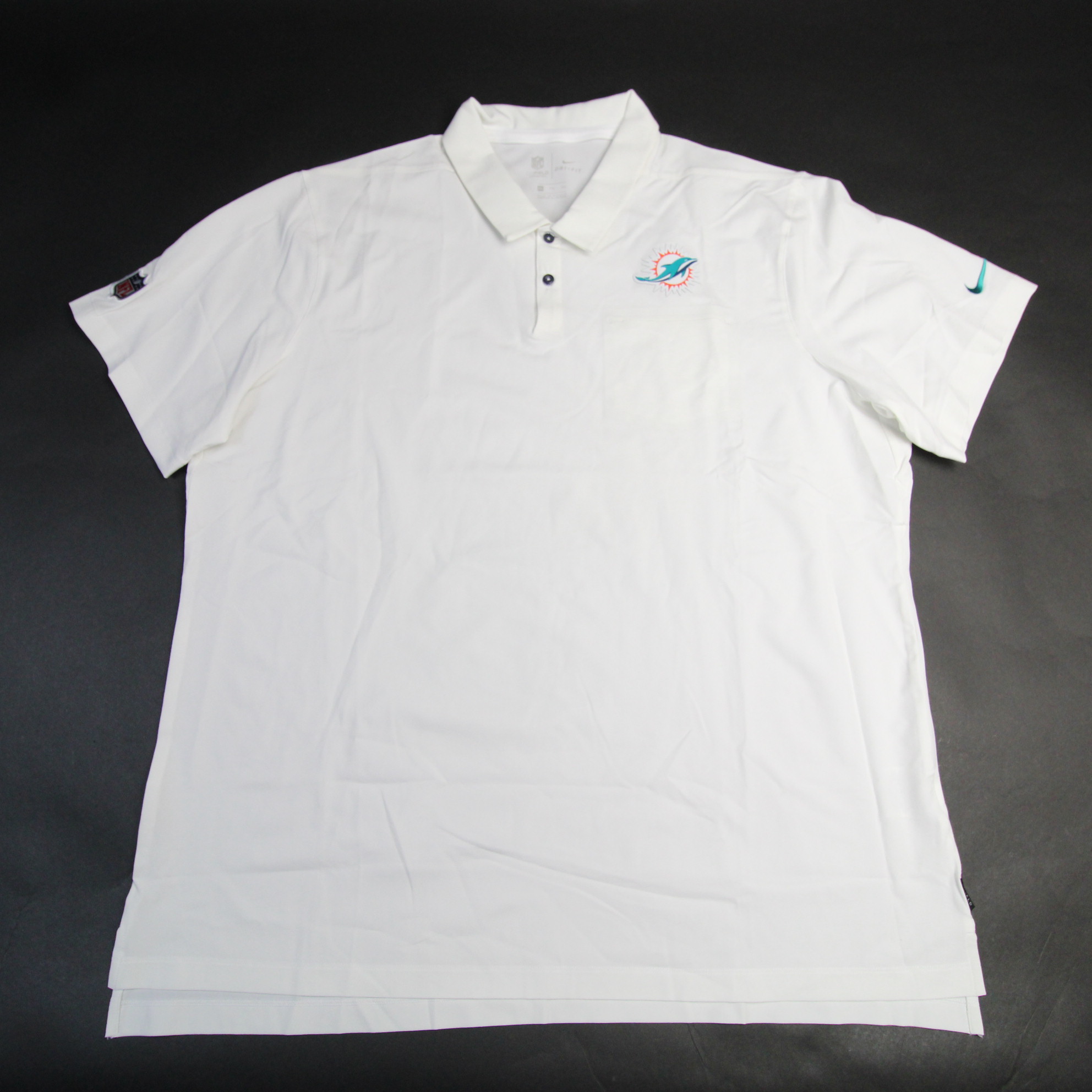 Miami Dolphins Nike NFL On Field Apparel Dri-Fit Polo Men's White New