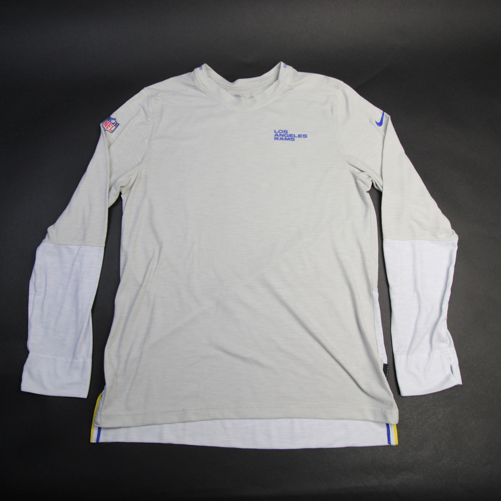 Nike Men's Athletic Fashion (NFL Los Angeles Rams) Long-Sleeve T-Shirt in White, Size: Small | NKZKEL6895-0YP