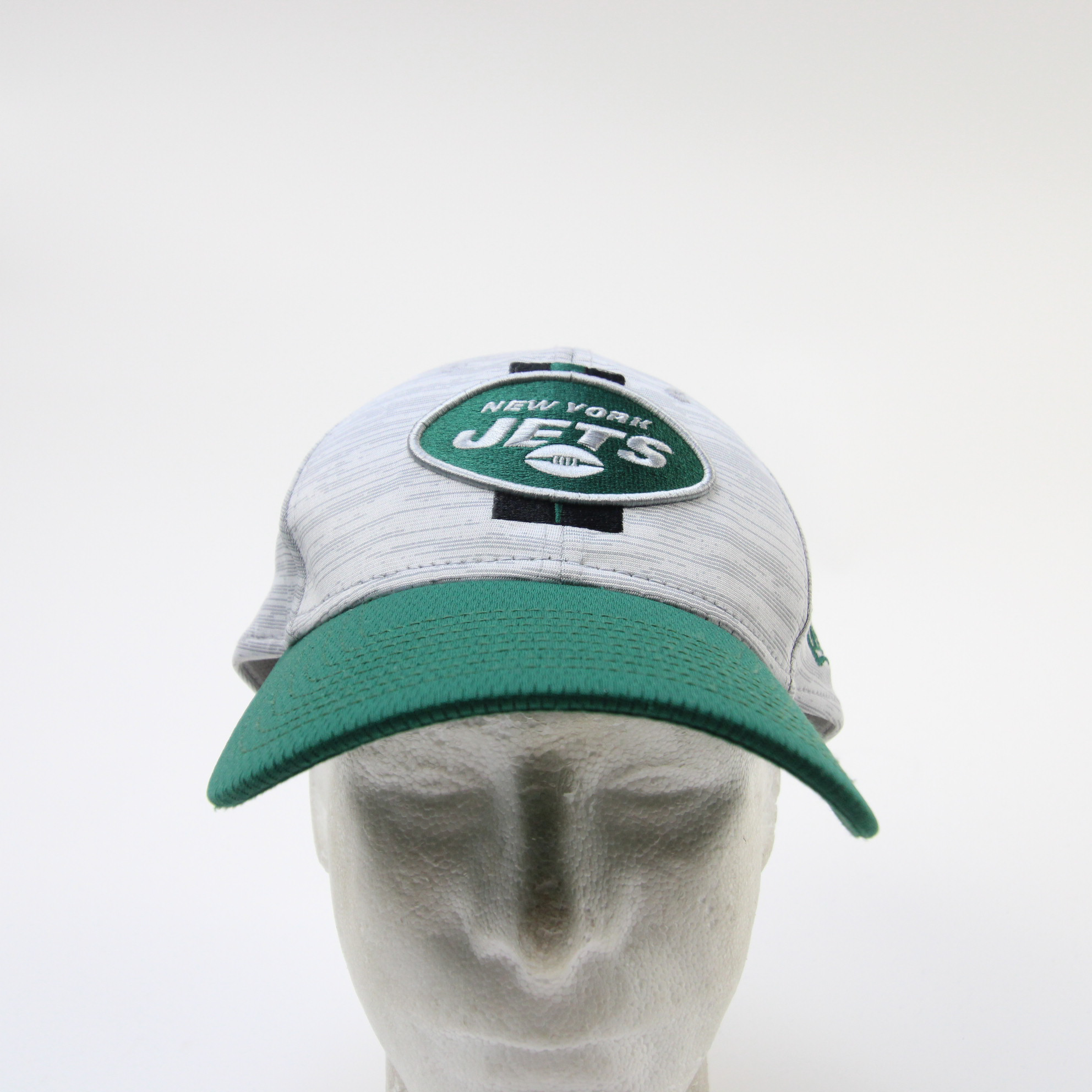 New York Jets New Era 39thirty Fitted Hat Unisex Gray/Green Used