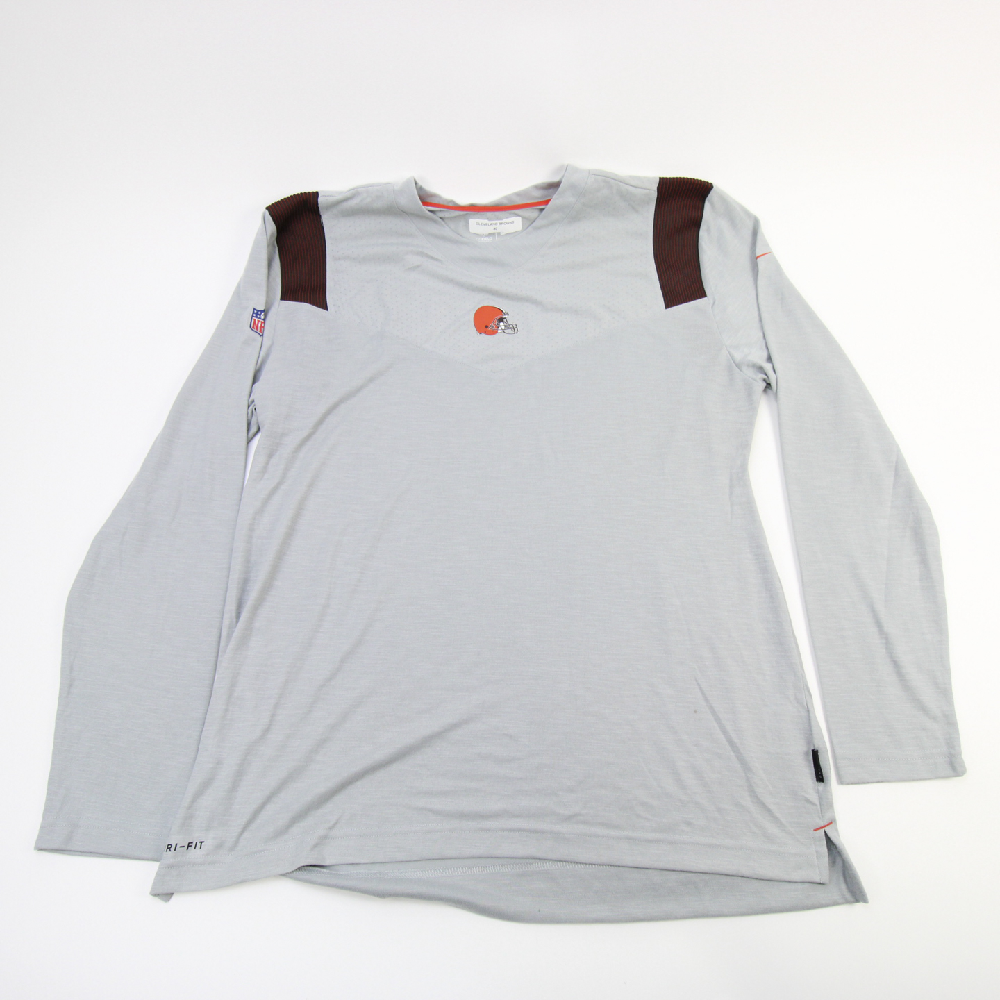 Nike Men's Cleveland Browns Athletic Long Sleeve Raglan T-Shirt - Grey & Brown - S (Small)